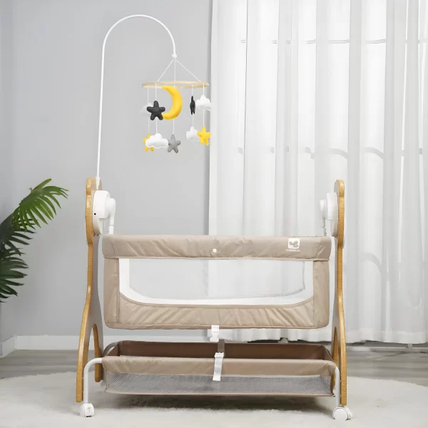Smart Electric Baby Rocking Crib with Wheels, Multi-Functional Baby Bassinets Bed - 图片 5