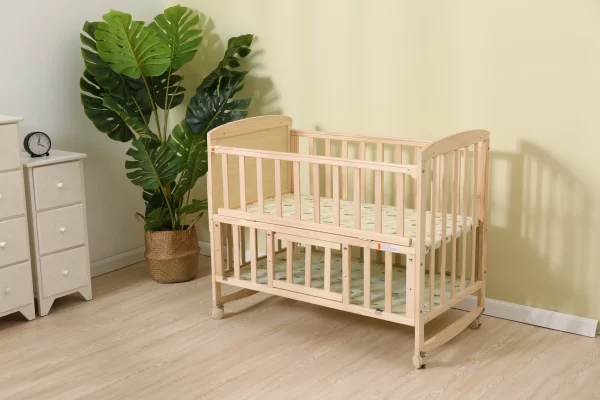 Convertible Double Layer Wooden Baby Bed, Rocking Bed, Side Adjustable, Wholesale