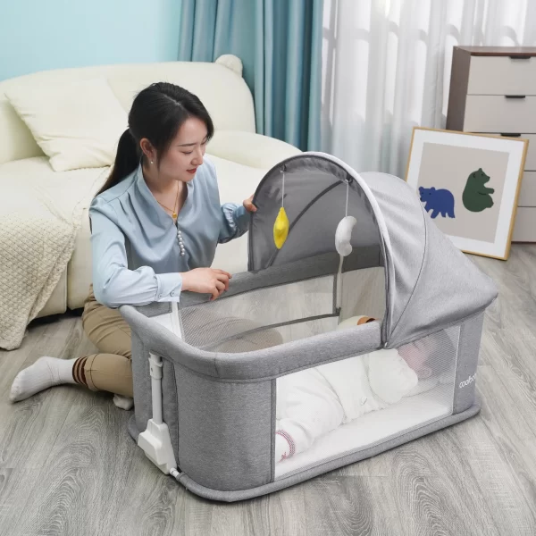 Adjustable High Quality Electric Baby Crib Bed to Bedside Bassinet with Wheels - 图片 3