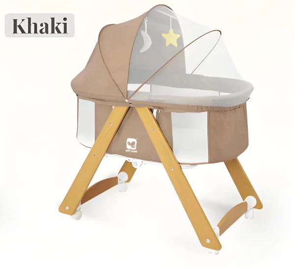 Manual Baby Rocking Bed with Adjustable Canopy, Mosquito Net - 图片 2