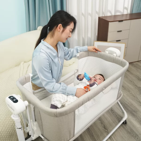 Adjustable High Quality Electric Baby Crib Bed to Bedside Bassinet with Wheels - 图片 5