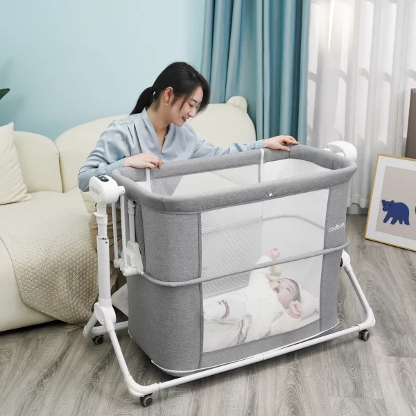 Adjustable High Quality Electric Baby Crib Bed to Bedside Bassinet with Wheels - 图片 2