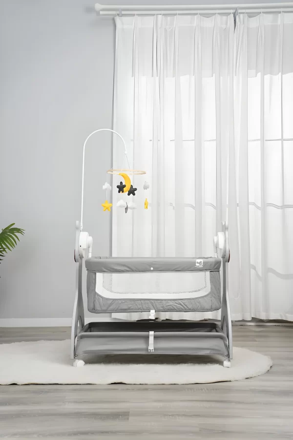 Smart Electric Baby Rocking Crib with Wheels, Multi-Functional Baby Bassinets Bed - 图片 4