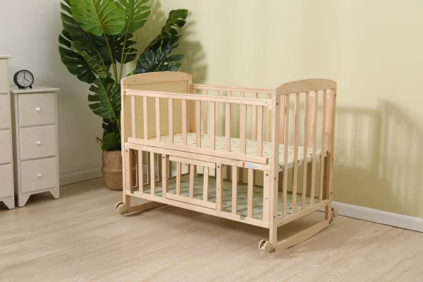 Convertible Double Layer Wooden Baby Bed, Rocking Bed, Side Adjustable, Wholesale - 图片 3