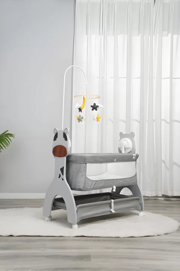Smart Electric Baby Rocking Crib with Wheels, Multi-Functional Baby Bassinets Bed