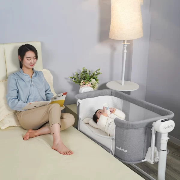 Adjustable High Quality Electric Baby Crib Bed to Bedside Bassinet with Wheels - 图片 4