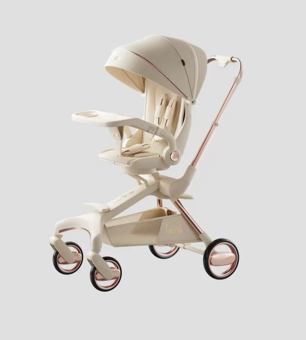 Premium 360° Rotating Baby Stroller, PU Leather Padding and Canopy - 图片 4
