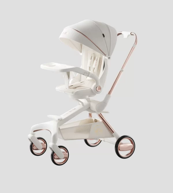 Premium 360° Rotating Baby Stroller, PU Leather Padding and Canopy