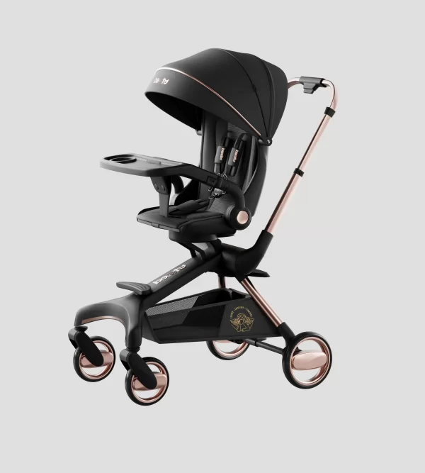 Premium 360° Rotating Baby Stroller, PU Leather Padding and Canopy - 图片 3