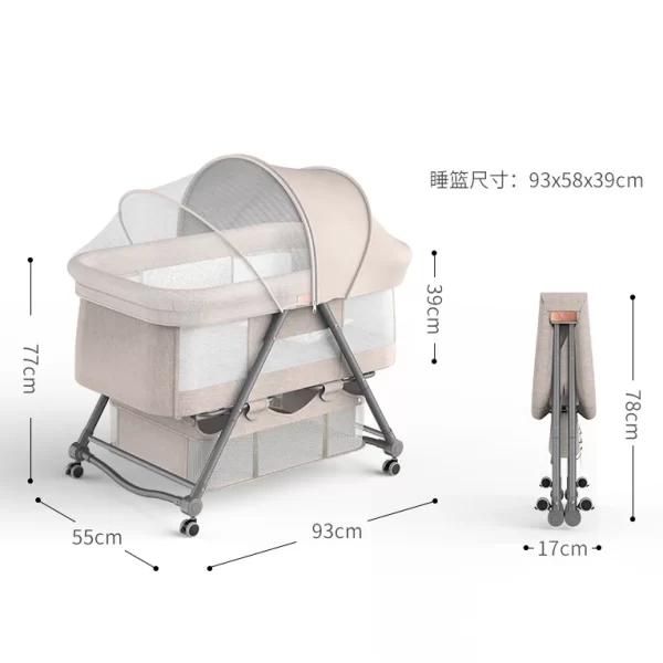 Adjustable Baby Crib, Baby Bed with Breathable Net - 图片 4