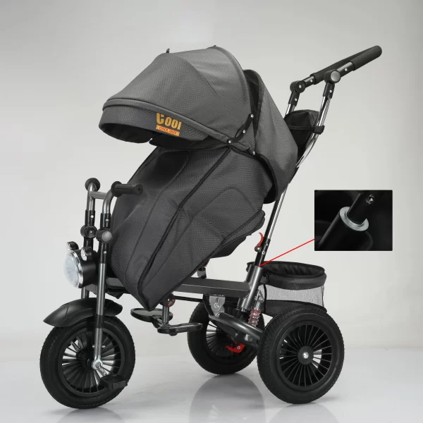 Children's Pedal Tricycle Bicycle 3 Rubber Wheels Bike with Canopy - 图片 3
