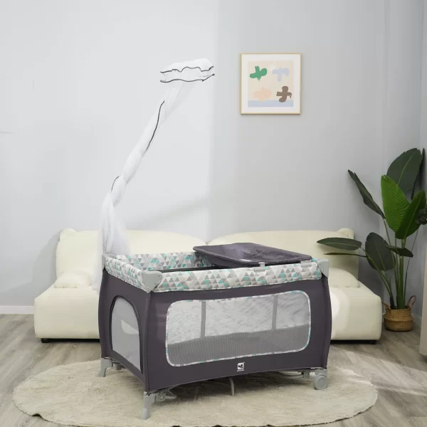 Foldable Crib Baby Portable Crib Moveable With Diaper Table Crib - 图片 6