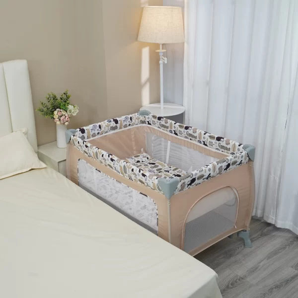 Foldable Crib Baby Portable Crib Moveable With Diaper Table Crib - 图片 2