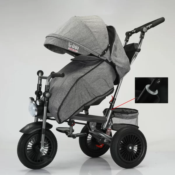 Children's Pedal Tricycle Bicycle 3 Rubber Wheels Bike with Canopy