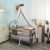 Deluxe Baby Playard Baby Crib Bassinet with Flip-Top Diaper Changer