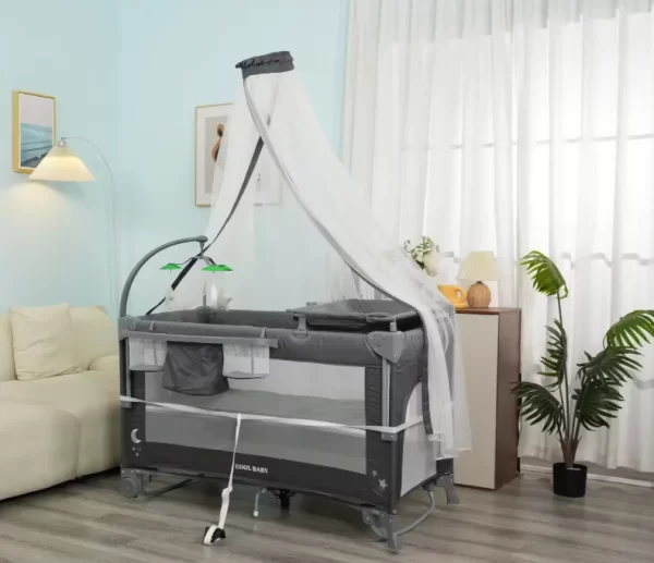 Deluxe Baby Playard Baby Crib Bassinet with Flip-Top Diaper Changer - 图片 3