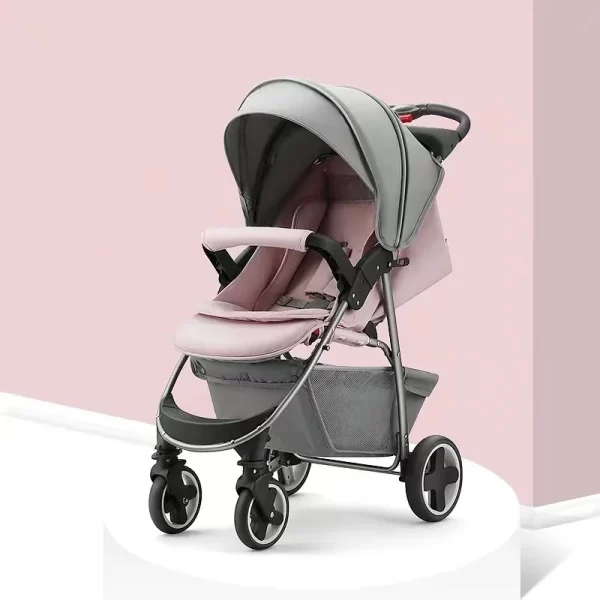 3-in-1 Luxury Baby Stroller – One-Hand Fold, 360° Rotating Wheels