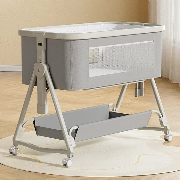 Premium Baby Bassinet with Mosquito Net – Breathable Linen & Sturdy Metal Frame