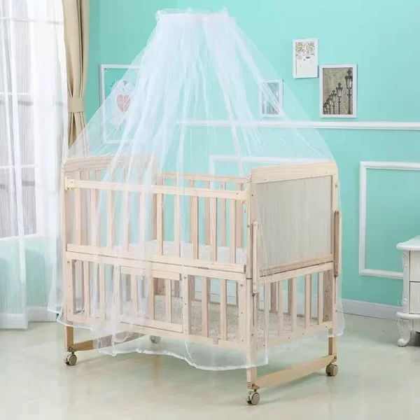 Convertible Double Layer Wooden Baby Bed, Rocking Bed, Side Adjustable, Wholesale - 图片 6