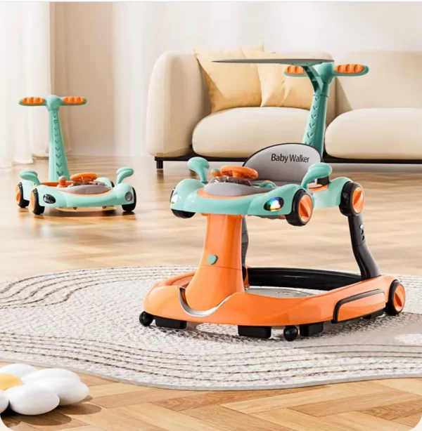 Multifunctional Baby Walker, Adjustable with Detachable Canopy & Push Handle