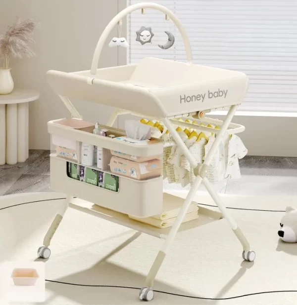 Portable Baby Changing Station for Newborn Infant with Wheels Adjustable Height Changing Table - 图片 5