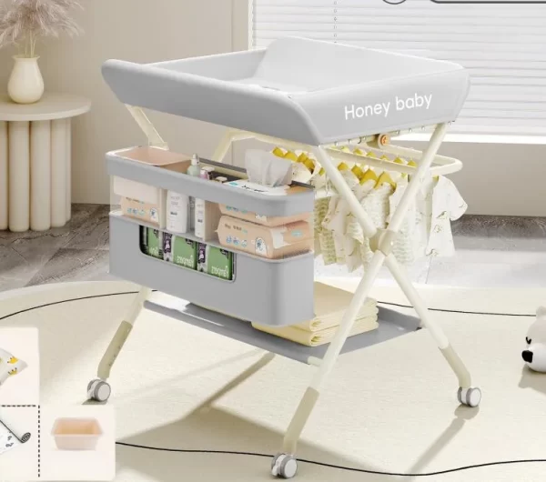 Portable Baby Changing Station for Newborn Infant with Wheels Adjustable Height Changing Table - 图片 4