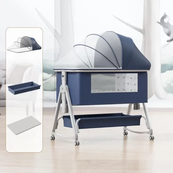 Multifunctional Baby Crib Baby Bed with Rocking Mode Mosquito Net 6-Level Height Adjustable for Baby, Wholesale
