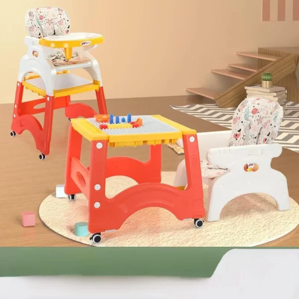 Multi-Functional Baby High Chair, Convertible to Play Table, 5-Point Harness, & Adjustable Tray, Wholesale - 图片 7