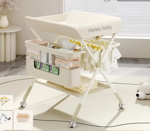 Portable Baby Changing Station for Newborn Infant with Wheels Adjustable Height Changing Table - 图片 3