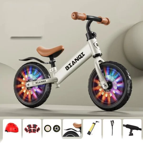 Premium Kids Balance Bike High Carbon Steel Frame with Air-Filled LED Wheels and Adjustable Seat for Distributor