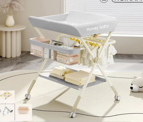 Portable Baby Changing Station for Newborn Infant with Wheels Adjustable Height Changing Table