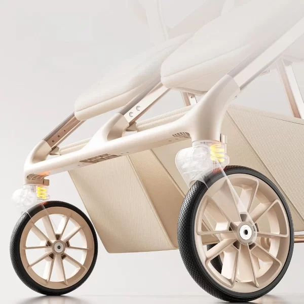 Side by Side Twin Baby Stroller Heavy-Duty Aluminum Frame One-Step Fold Double Baby Pram, Wholesale - 图片 4