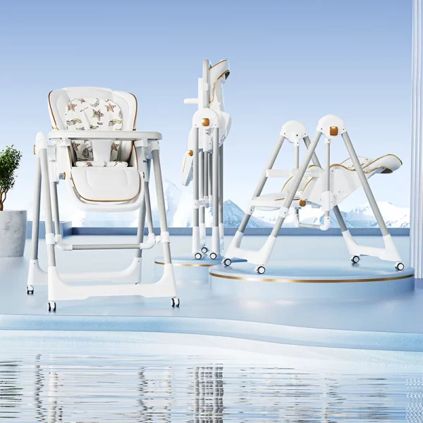 Foldable Baby High Chair 7 Height and 4 Recline Adjustable Kids Dining Chair for Distributor - 图片 4