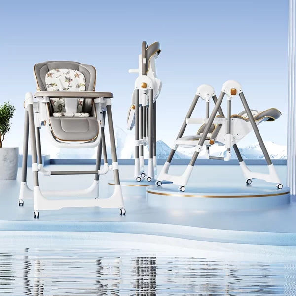 Foldable Baby High Chair 7 Height and 4 Recline Adjustable Kids Dining Chair for Distributor - 图片 2