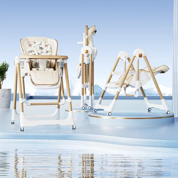 Foldable Baby High Chair 7 Height and 4 Recline Adjustable Kids Dining Chair for Distributor - 图片 3