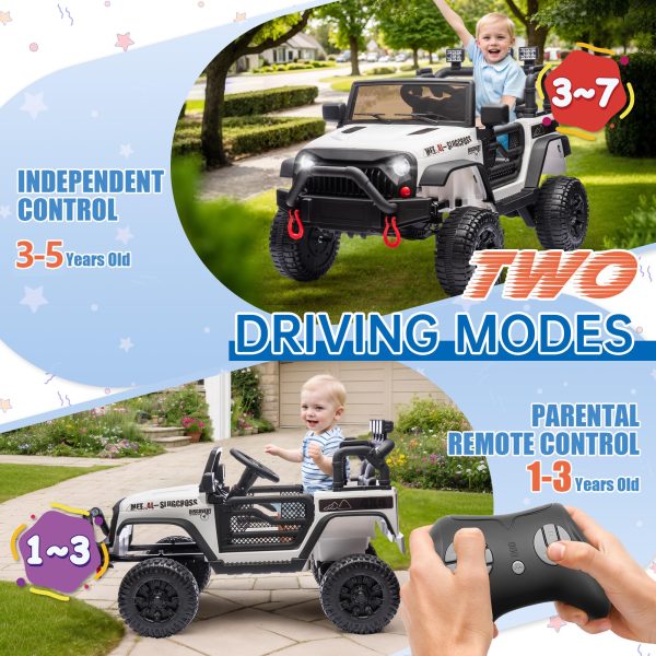 24V Kids Ride On Jeep Car, 400W Motor Ride On Toys w/Parents Remote Control, Electric Play Car with Four-Wheel Suspension - 图片 2