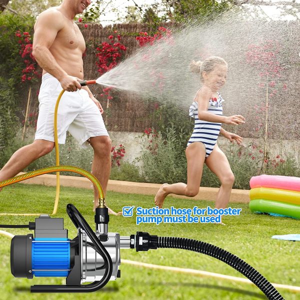 Water Transfer Pump 110V Shallow Well Pump 1.2HP 1500GPH Electric Portable Garden Pressure Booster Pumps for Pool Draining Farm Irrigation Lake Lawn Sprinkler System - 图片 2