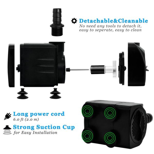 400GPH Submersible Water Pump with 5 ft Tubing, 25W durable fountain water pump for Pond Fountain, Aquariums Fish Tank, Statuary - 图片 5
