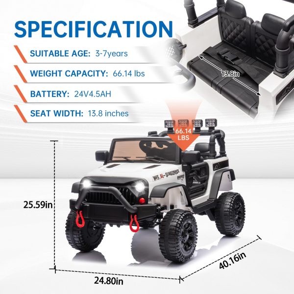 24V Kids Ride On Jeep Car, 400W Motor Ride On Toys w/Parents Remote Control, Electric Play Car with Four-Wheel Suspension - 图片 6