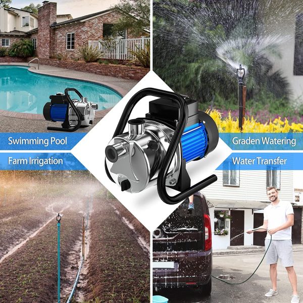 Water Transfer Pump 110V Shallow Well Pump 1.2HP 1500GPH Electric Portable Garden Pressure Booster Pumps for Pool Draining Farm Irrigation Lake Lawn Sprinkler System - 图片 7