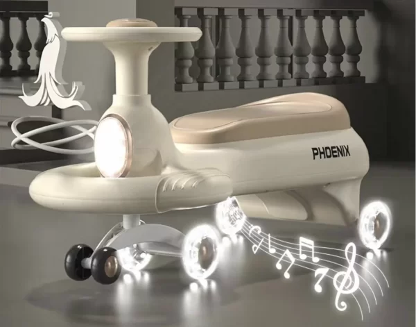 Baby Swing Car with LED Wheels, Anti-Tip Design, 360° Smooth Turning, Wholesale - 图片 6