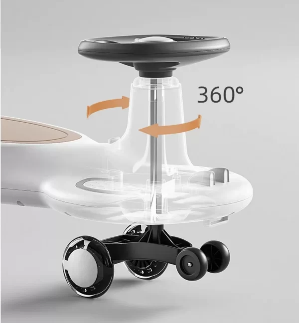 Baby Swing Car with LED Wheels, Anti-Tip Design, 360° Smooth Turning, Wholesale - 图片 3