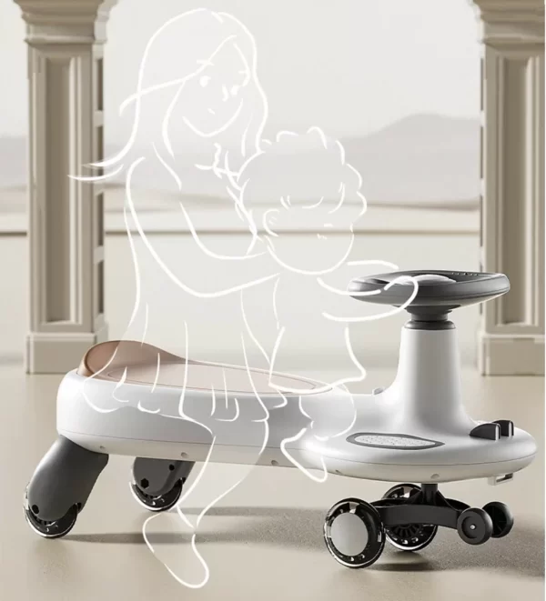 Baby Swing Car with LED Wheels, Anti-Tip Design, 360° Smooth Turning, Wholesale - 图片 5