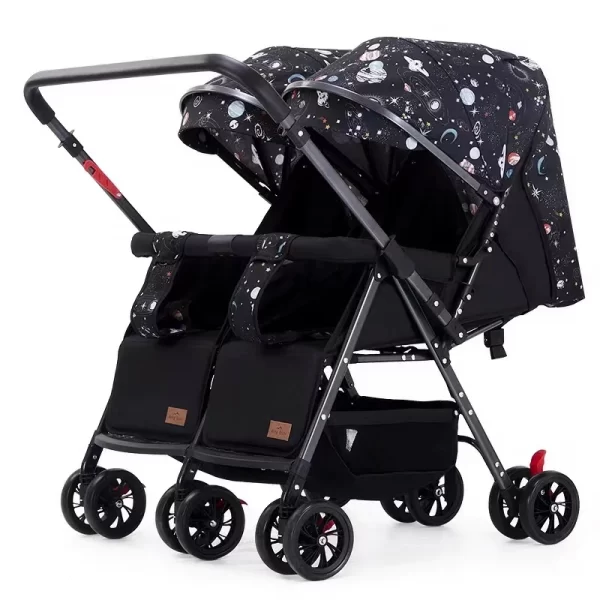 Lightweight Twin Stroller Side by Side Design, Reversible Seats, Foldable for Twins, Wholesale - 图片 4