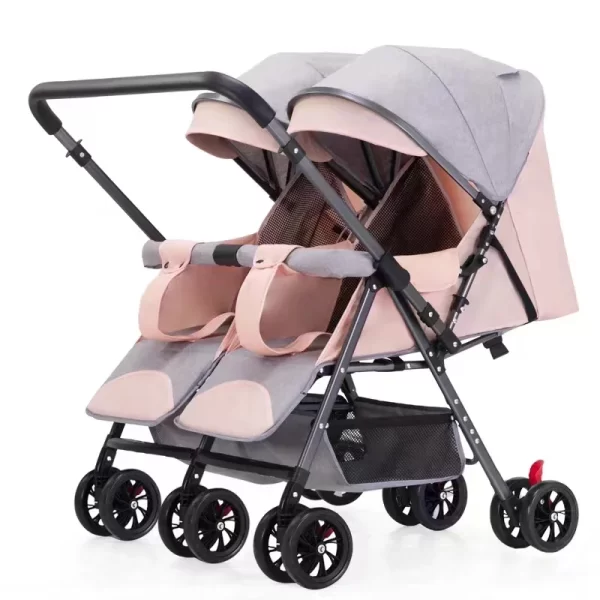 Lightweight Twin Stroller Side by Side Design, Reversible Seats, Foldable for Twins, Wholesale - 图片 2