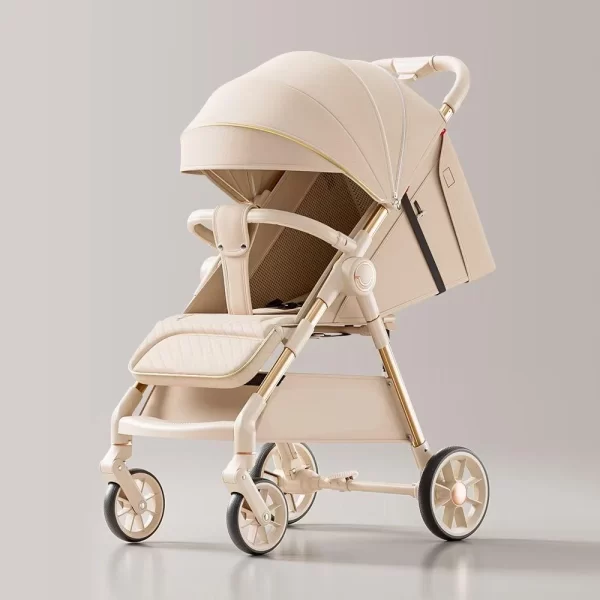 Baby Stroller with Aluminum Alloy Frame 4-Wheel Suspension Oversize Tires One-Step Dual Brake Recline Backrest - 图片 2