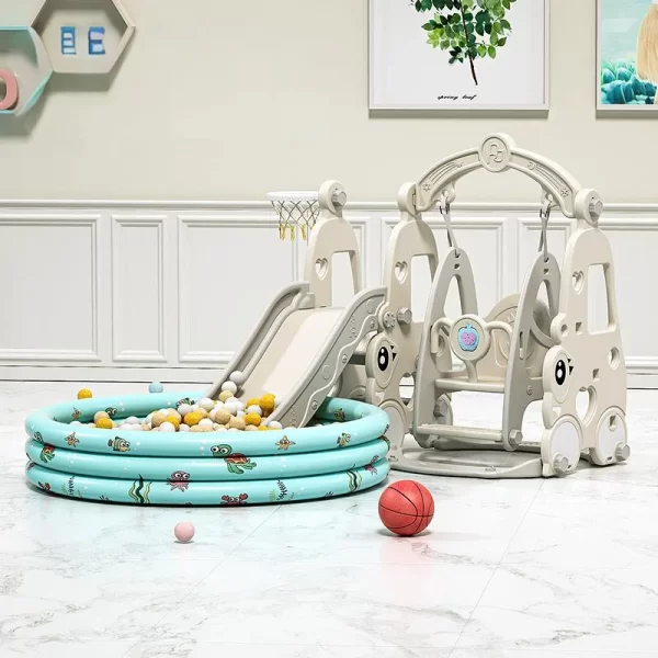 Toddler Slide and Swing Set Kids Slide with Basketball Hoop Ball Pit Outdoor Indoor Playground for Toddlers, Wholesale - 图片 2