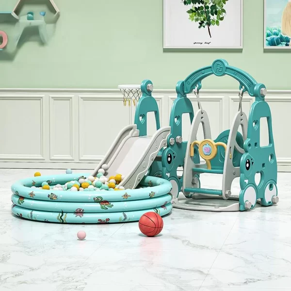 Toddler Slide and Swing Set Kids Slide with Basketball Hoop Ball Pit Outdoor Indoor Playground for Toddlers, Wholesale