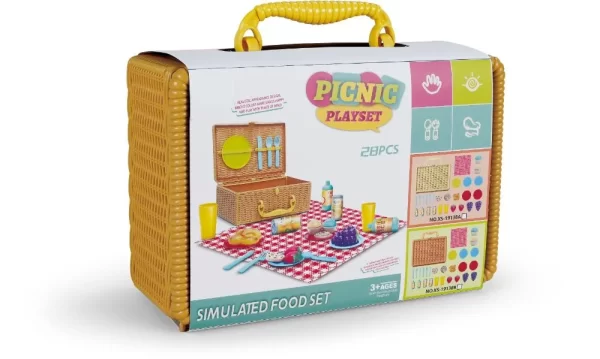 Picnic Play Set Toys for Kids with Picnic Basket Pretend Food Playset with Storage, Wholesale - 图片 4