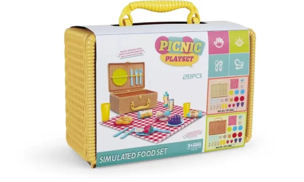 Picnic Play Set Toys for Kids with Picnic Basket Pretend Food Playset with Storage, Wholesale - 图片 3